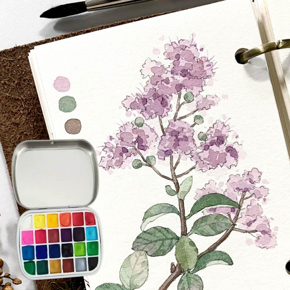 Travel Accessories Box - Portable 12/24 Grids Watercolor Box Empty