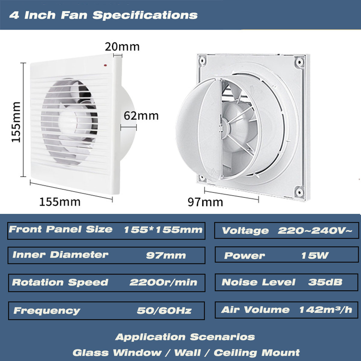 4 Inch Silent Window Mount Exh - đánh giá và giá Travel Accessories Uk