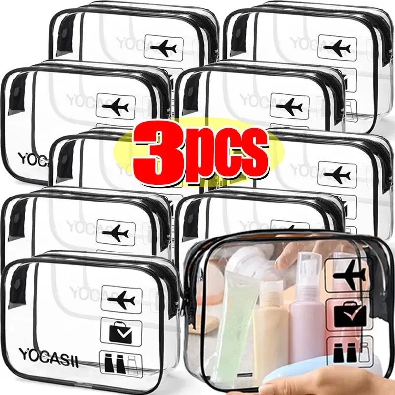 1/3pcs Transparent Zipper Make - đánh giá và giá Toiletry Bag Tsa