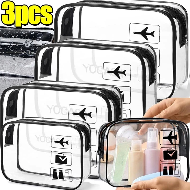 1/3pcs Transparent Zipper Make - đánh giá và giá Toiletry Bag Tsa